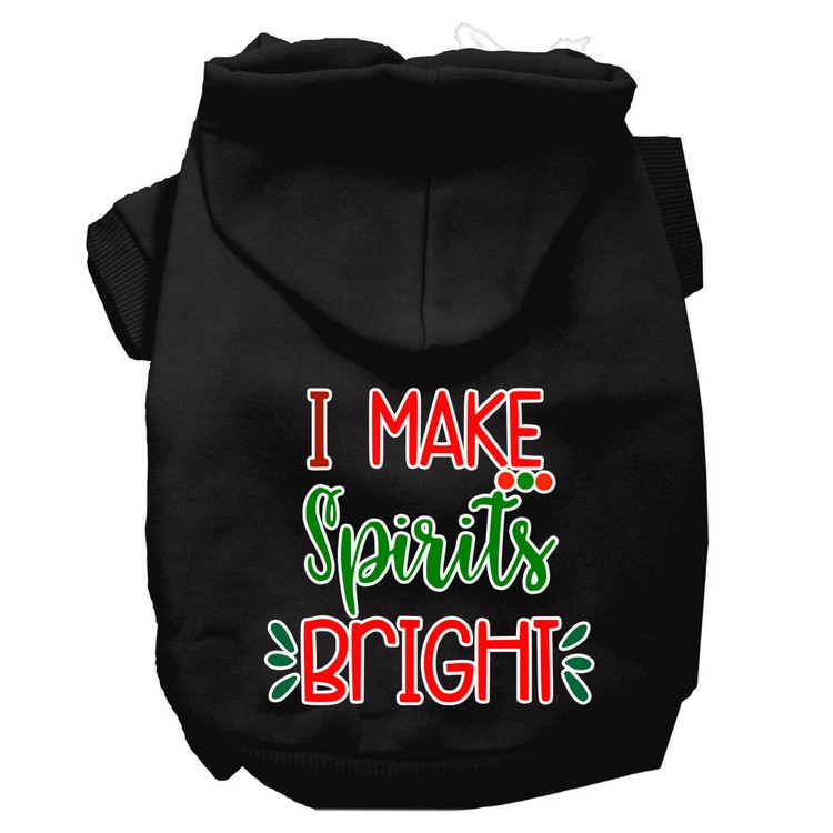 I Make Spirits Bright Screen Print Dog Hoodie Black XS